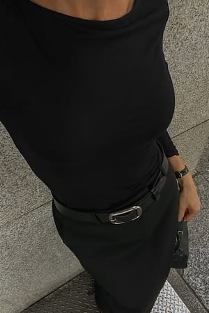 Black Long Sleeve Jersey Top