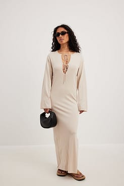Long Sleeve Knitted Maxi Dress Outfit