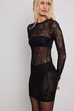 Lace Detail Knitted Mini Evening Dress