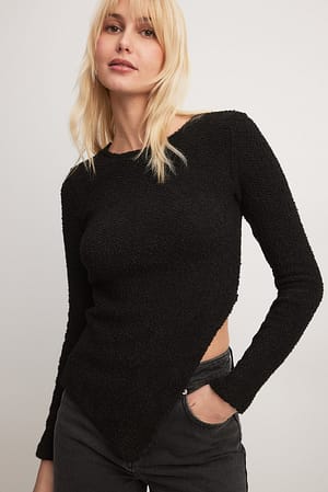 Black Long Sleeve Structure Jersey Top