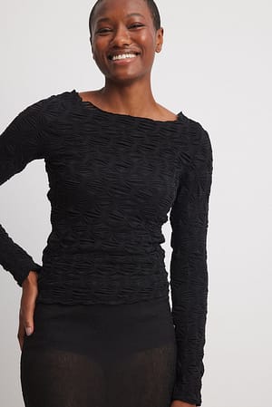 Black Long Sleeve Structured Top