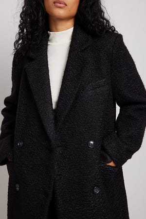 Black Długi prosty płaszcz