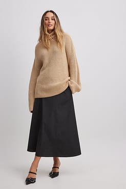 Long Turtle Neck Knitted Sweater Outfit