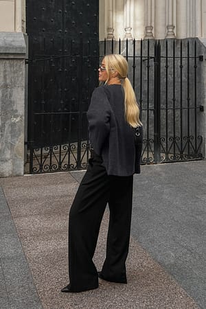 Black Low Waist Detailed Suit Pants
