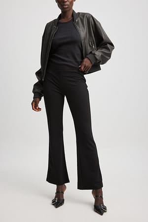 Black Jersey-Hose mit niedriger Taille