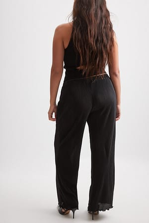 Black Pantalon taille basse à plis