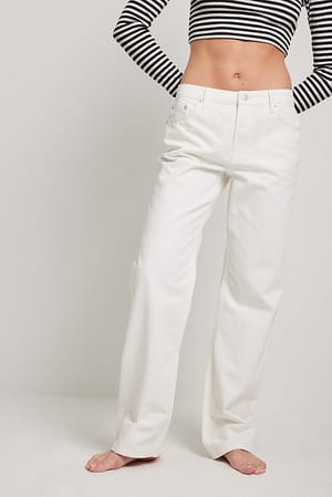White Slim jeans met lage taille