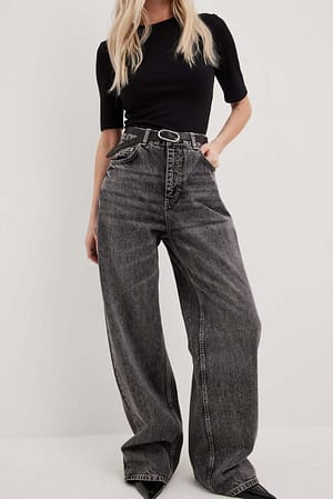 Grey Wijde jeans met lage taille