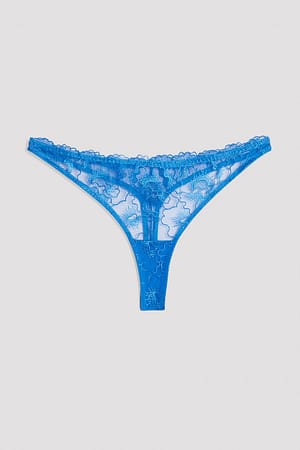 Blue Low Waisted V-shaped Thong