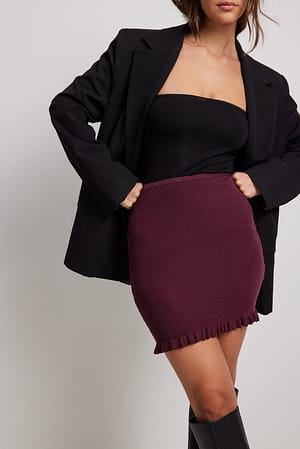 Lilac Lurex Knitted Frill Mini Skirt