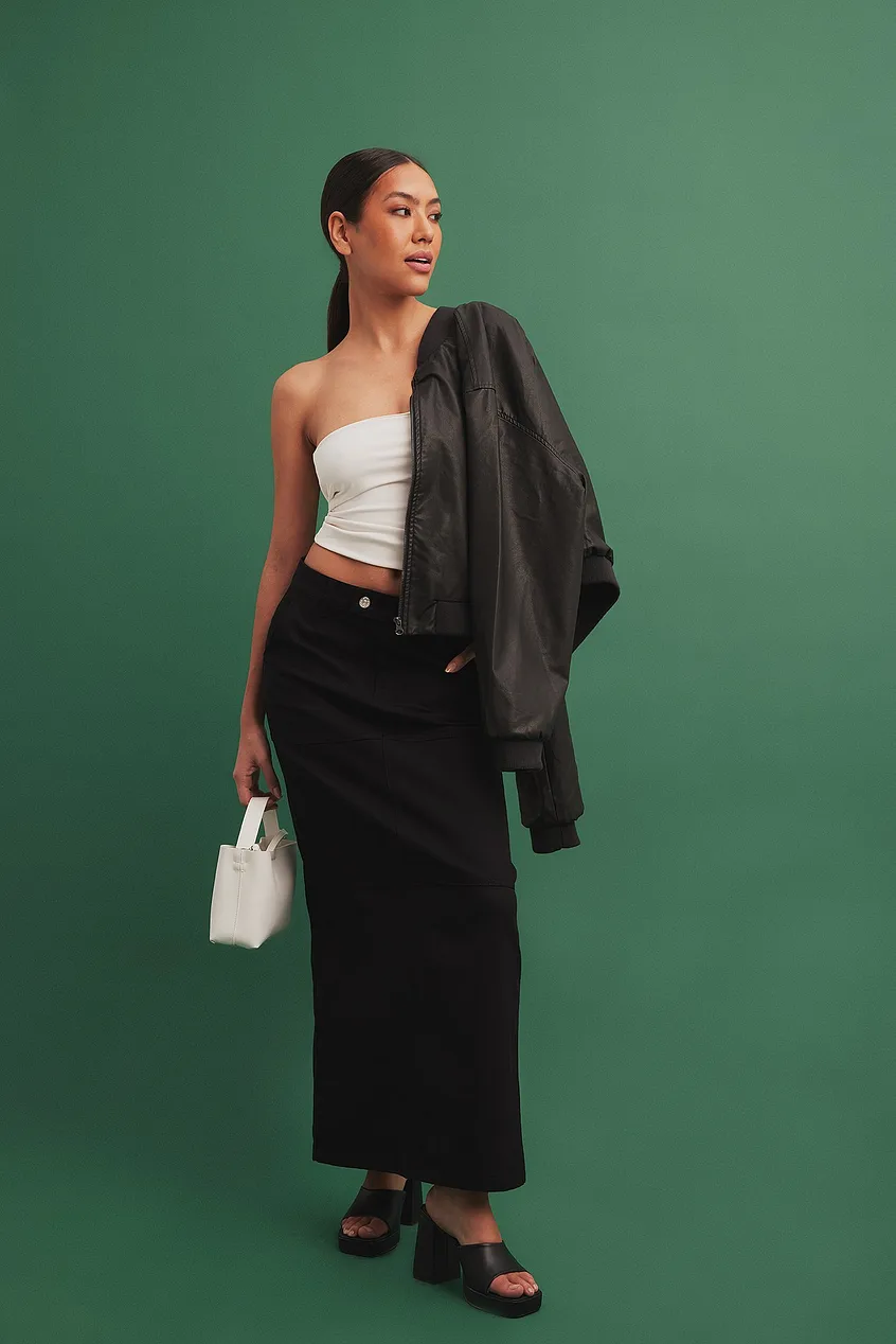Women Black Chiffon Long Maxi Skirt 2714,Size L CK2201606 – XiaoLizi