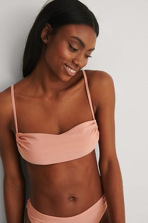 Pink Gathered Side Bikini Top