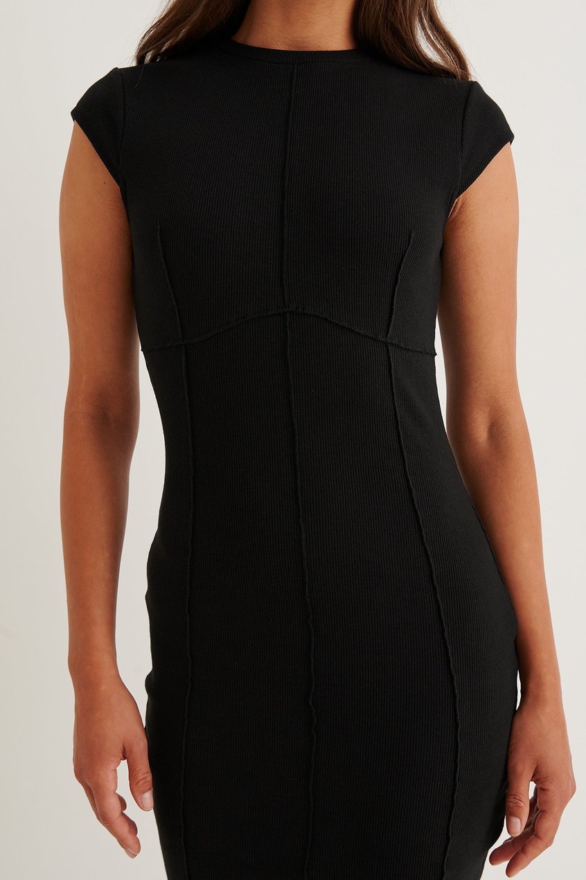 Robes La petite robe noir | Robe Mini À Coutures Contrastantes - FJ29244