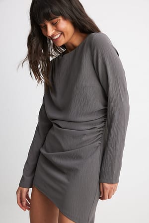 Grey Marszczona sukienka mini z ozdobną talią