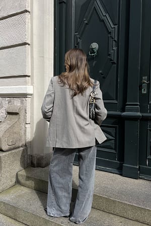 Grey Beige Rechte oversized blazer