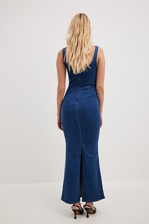 Mid Blue Maxi Denim Dress