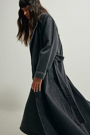 Grey Denim Maxi Coat