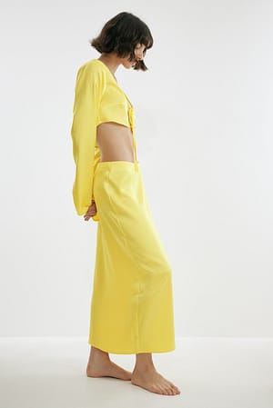 Yellow Maxi Satin Skirt
