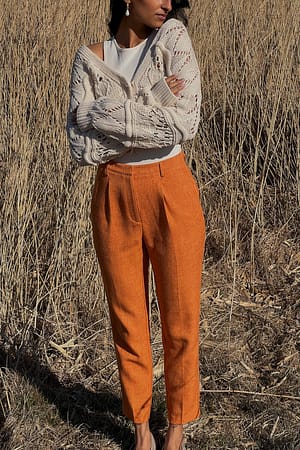 Orange Kurze Melange-Anzughose