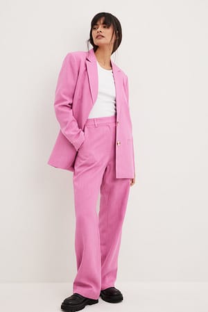 Pink Melanżowe spodnie do żakietu o prostym kroju