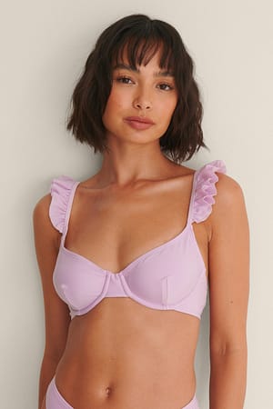 Lilac Recycled bikinitopp med volangdetalj