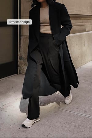 Black Kostuumbroek met halfhoge taille en naadlijn