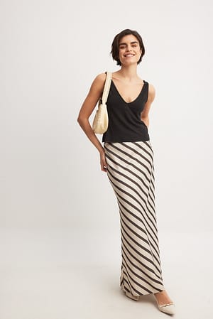 Stripe Mermaid Shape Maxi Skirt