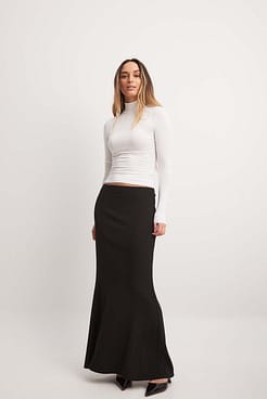 Mermaid Shaped Low Waist Maxi Skirt Outfit