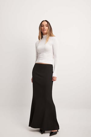 Black Havfrueformet maxi nederdel med lav talje