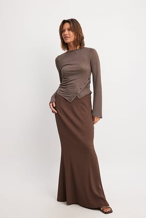 Brown Havfrueformet maxi nederdel med lav talje