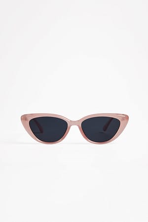 Milky Pink Metal Detailed Cateye Sunglasses