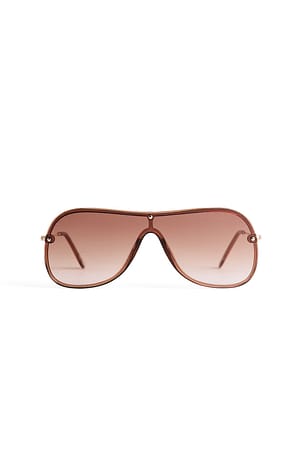 Brown Metallic Frameless Sunglasses