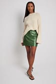 Forest Green Metallic PU Skirt