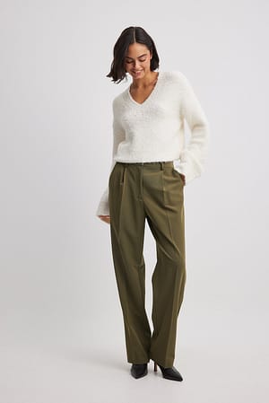 Olive Pantaloni eleganti con taglio mid-rise