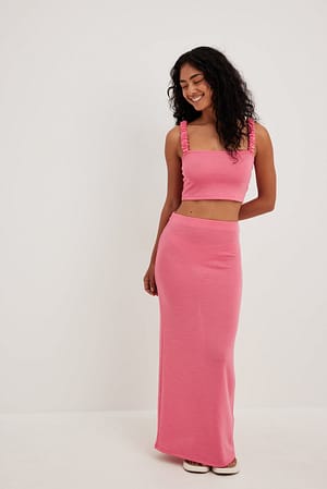 Pink Mid Waist Maxi Skirt