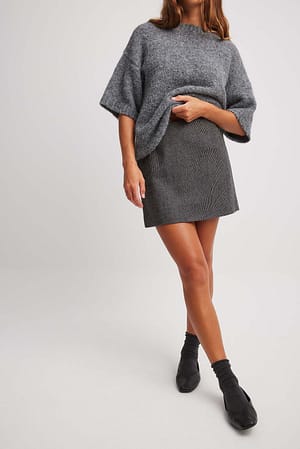 Black/Grey Mid Waist Mini Skirt