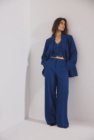 Dark Blue Oversize-Anzughose mit mittelhoher Taille