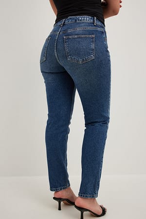 Slim Mid Waist Jeans Blue | NA-KD