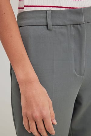 Grey Pantalón de traje de corte recto de tiro medio