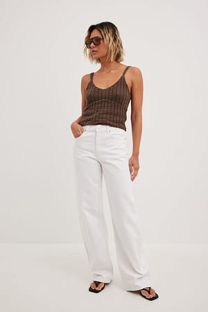 White Loose Mid Waist Jeans
