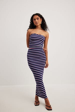 Multicolor Stripe Mid Waist Stripe Skirt