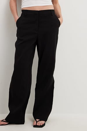 Black Mid Waist Tailored Suit Pants