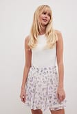 Mauve Floral Mini Chiffon Skirt