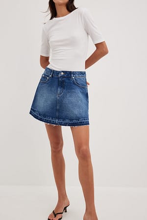 Mid Blue Mini Denim Skirt
