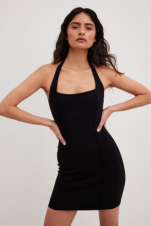 Black Sukienka mini z wiązaniem na szyi