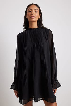Black Geplooide mini-jurk