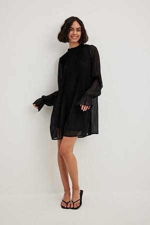 Black Mini Pleated Dress