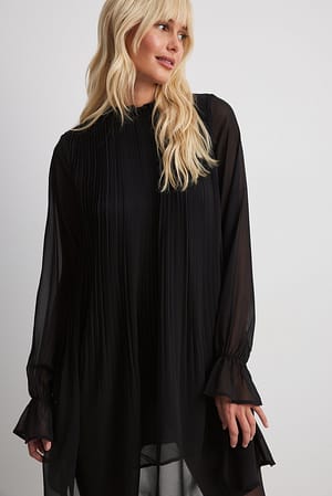 Black Mini Pleated Dress