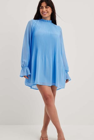 Blue Geplooide mini-jurk