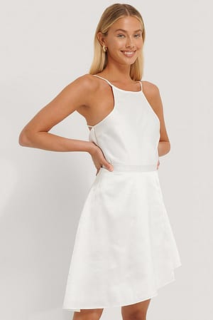 White Minifalda Suelta De Tela Jacquard